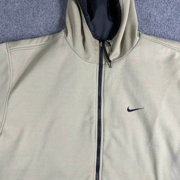 Vintage Y2K Nike Men's M Black Tan Reversible Therma-Fit Jacket Nylon Fleece - Picture 15 of 16